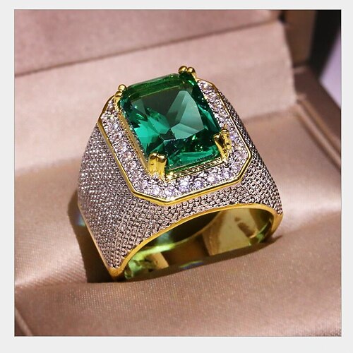 

1pc Band Ring Ring For Men's Women's Synthetic Emerald Daily Holiday Copper Geometrical Star