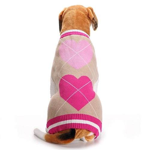 

Dog Sweater Puppy Clothes Love Sweet Style Winter Dog Clothes Puppy Clothes Dog Outfits Pink Costume for Girl and Boy Dog Acrylic Fibers XXS XS S M L XL