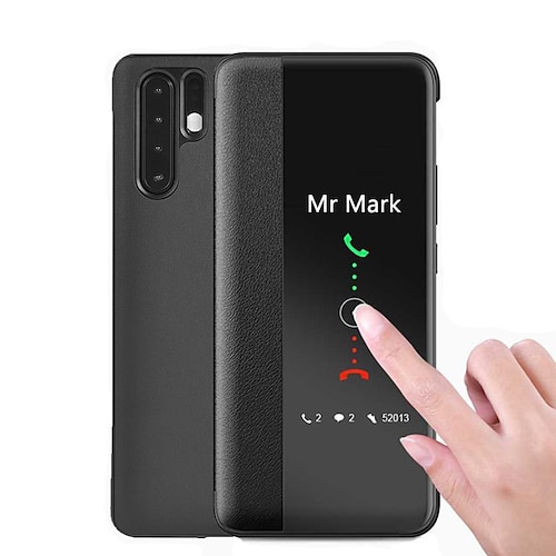 

Window View Smart Leather Flip Mirror Case For Huawei P40 Pro Mate 40 P30 Mate30 P20 Pro Function Phone Cover Support Wireless Charging