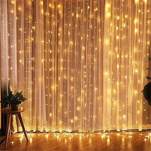 

Outdoor String Light Decoration LED Icicle Curtain Fairy String Light 3x3m 300 LEDs for Wedding Home Window Curtain Party Christmas Tree Yard Patio