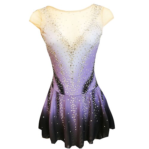 

Figure Skating Dress Women's Girls' Ice Skating Dress Outfits Purple Open Back Spandex Micro-elastic Training Skating Wear Handmade Classic Crystal / Rhinestone Sleeveless Ice Skating Figure Skating