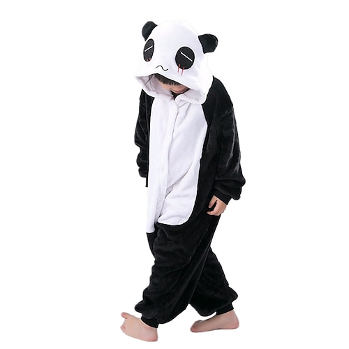 Kigurumi Pijamas Kigurumi Oso Panda Animal Pijamas de una pieza Franela Negro / Blanco Cosplay Ropa de Noche de los Dibujos animados Festival / Vacaciones Disfraces 2023 - US $84.99