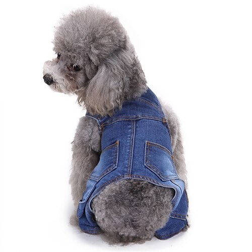 

Hunde Jumpsuits Bukser Hvalpe tøj Ensfarvet Et Stykke Afslappet / Sportslig Hundetøj Hvalpe tøj Hund outfits Blå Kostume til Girl and Boy Dog Denimstof XS S M L XL XXL