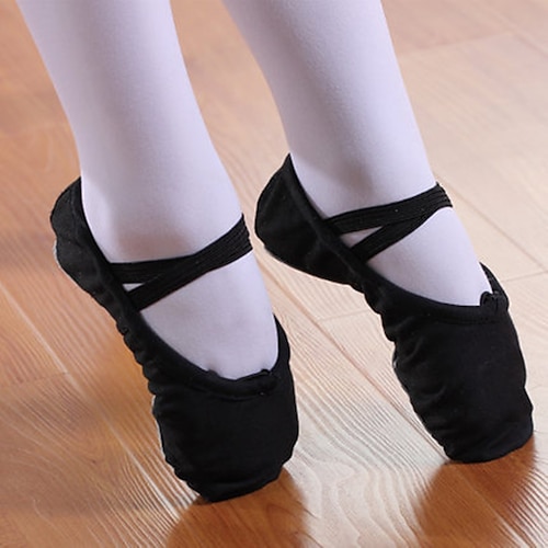 

Women's Ballet Shoes Training Performance Practice Flat Flat Heel Elastic Band Slip-on White Black Rosy Pink