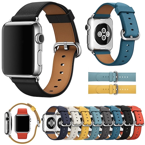 

1 pcs Smart Watch Band for Apple iWatch Series 8 7 6 5 4 3 2 1 SE Apple Watch PU Leather Smartwatch Strap Classic Buckle Leather Loop Business Band Replacement Wristband