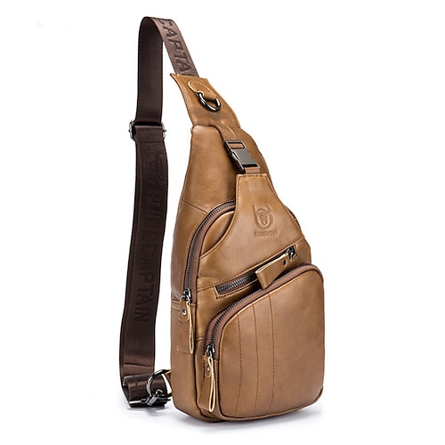 

Men's Messenger Bag Sling Shoulder Bag Chest Bag Cowhide Zipper Animal Daily Office & Career Black Yellow Coffee