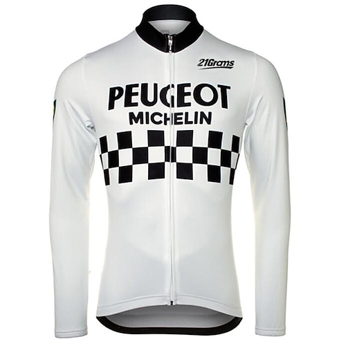 

Men's Cycling Jersey Long Sleeve Winter Bike Pants Jersey Top with 3 Rear Pockets Mountain Bike MTB Road Bike Cycling UV Resistant Cycling Breathable Quick Dry Black White Polyester Fleece Sports