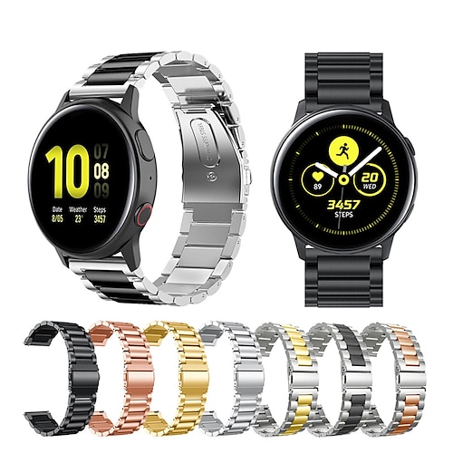 

Metal Bands Compatible with Samsung Galaxy Watch Active 2 40mm 44mm/Active/Galaxy Watch 3 41mm, 20mm Solid Stainless Steel Watch Band Replacement Wristband Strap Bracelet for Women Man