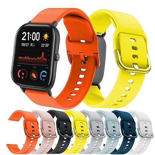 

20mm Sport Silicone Watch Band For Amazfit GTS 4/GTS 4 Mini/GTS 3/GTS 2e/GTS 2 mini Bip 3 Pro/Bip 3 / Bip U Pro / Bip / Bip Lite / Bip S / Bip S lite Replaceable Bracelet Wrist Strap Wristband