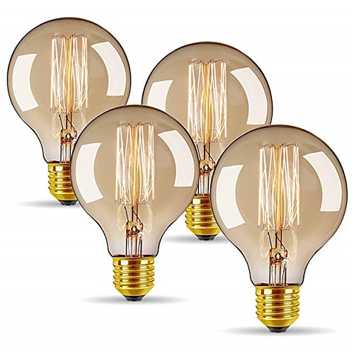 

4pcs 40W E26 E27 G80 Vintage Edison Light Bulb Antique Incandescent Bulbs Dimmable Warm White 2300k 220-240V RoHS CE Certified