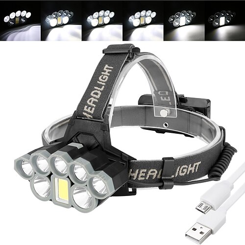 

l-15 Headlamps Headlight Waterproof 1000 lm LED LED 8 Emitters 6 Mode with USB Cable Waterproof Easy Carrying Creepy Cold White Light Source Color