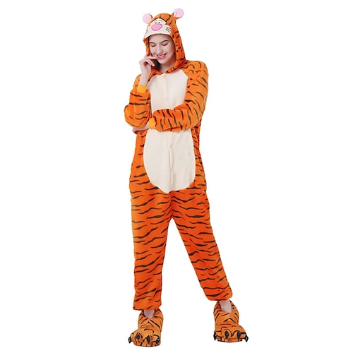 

Adults' Kigurumi Pajamas Tiger Onesie Pajamas Flannel Toison Cosplay For Men and Women Halloween Animal Sleepwear Cartoon Festival / Holiday Costumes