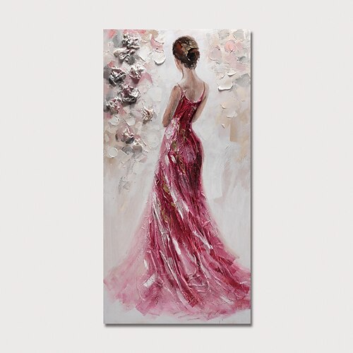 

Oil Painting Hand Painted Vertical Abstract People Modern Stretched Canvas