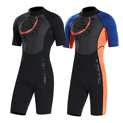 

Dive&Sail Men's Shorty Wetsuit 1.5mm SCR Neoprene Diving Suit Thermal Warm UV Sun Protection Anatomic Design High Elasticity Short Sleeve Back Zip - Swimming Diving Surfing Scuba Patchwork Autumn