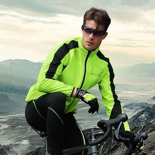 

Nuckily Men's Cycling Jacket with Pants Fleece Jacket Winter Thermal Warm Windproof 3D Pad Breathable Bike Windbreaker Clothing Suit Mountain Bike MTB Road Bike Cycling Green Red Blue Bike Wear