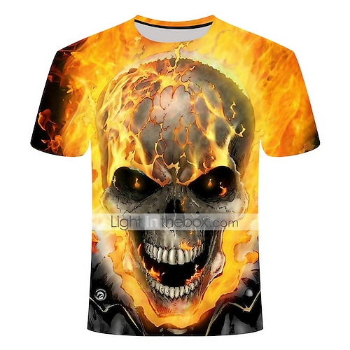 

Homens Camiseta Caveiras 3D Decote Redondo Arco-íris Tamanho Grande Diário Manga Curta Roupa