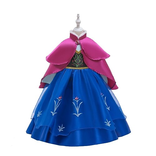 

Princess Anna Dress Masquerade Flower Girl Dress Girls' Movie Cosplay A-Line Slip Retro Vintage Cosplay Blue Dress Carnival Masquerade Polyester