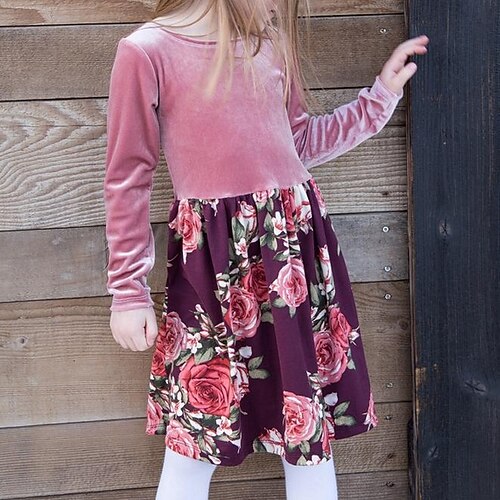 

Baby Girls' Basic Floral Long Sleeve Dress Blushing Pink