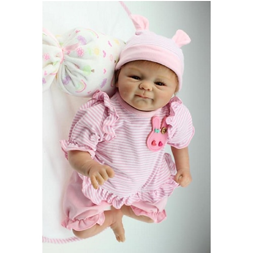 

18 inch Reborn Doll Baby Girl Newborn Gift Hand Made Non Toxic Birthday Cloth 3/4 Silicone Limbs and Cotton Filled Body with Clothes and Accessories for Girls' Birthday and Festival Gifts