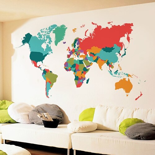 

Maps Wall Stickers Living Room, Removable Polyurethane Home Decoration Wall Decal 60110CM