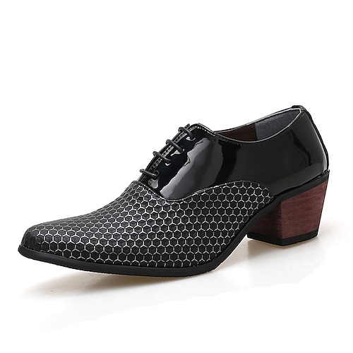 Homens Oxfords Sapatos Derby Sapatos formais Sapatos de vestir Sapatos Aumentam Altura Caminhada Negócio Escritório e Carreira Festas & Noite Couro Ecológico Aumento de altura Com Cadarço Preto Branco