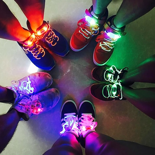 

Led Sport Shoe Laces Glow Shoe Strings Round Flash Light Shoelaces Luminous No Tie Lazy Shoe Laces