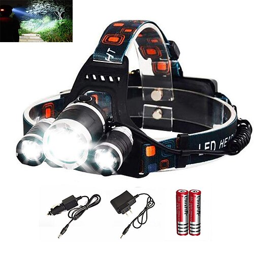 

Headlamps Headlight Waterproof 6000 lm LED Emitters 4 Mode with Batteries and Charger Waterproof Camping / Hiking / Caving Everyday Use Diving / Boating AU EU USA Black / Aluminum Alloy / US Plug