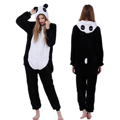 Adults' Kigurumi Pajamas Panda Animal Geometric Onesie Pajamas Pajamas Funny Costume Polyester Cosplay For Men and Women Christmas Animal Sleepwear Cartoon