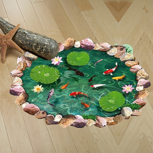 

AY9260 personality new lotus pond koi creative living room floor decoration removable stickers 60X90CM