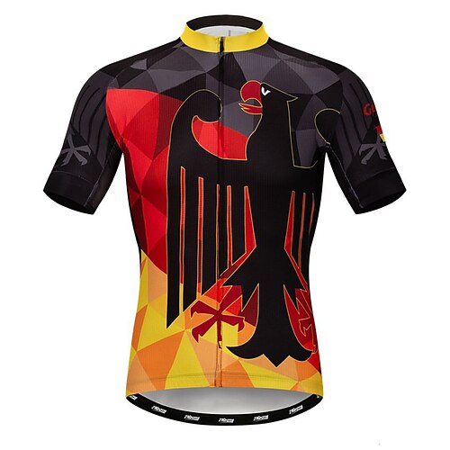 

21Grams Men's Cycling Jersey Short Sleeve Bike Jersey Top with 3 Rear Pockets Mountain Bike MTB Road Bike Cycling Breathable Quick Dry Moisture Wicking Front Zipper Black Red Germany Russia National