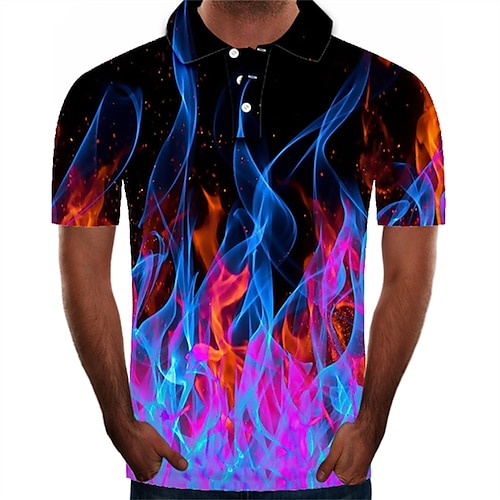 

Men's Golf Shirt Tennis Shirt Graphic 3D Plus Size Collar Shirt Collar Daily Going out Short Sleeve Slim Tops Nylon Rayon Streetwear Exaggerated Green Purple Pink / golf shirts