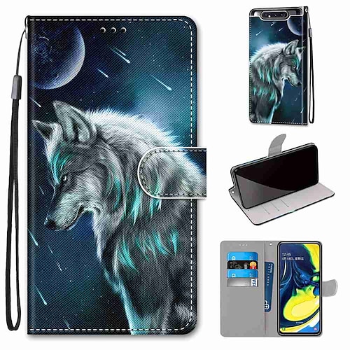 

Case For Samsung Galaxy S22 S21 Plus Ultra A72 A52 A42 A32 S10 E Wallet Card Holder with Stand Contemplative Wolf PU Leather TPU for A10s / A20s / A50 A70 A90(2019) / Note 10 Plus / J6 Plus(2018)