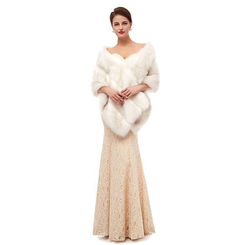 

Sleeveless Capes Faux Fur Wedding Women's Wrap With Solid