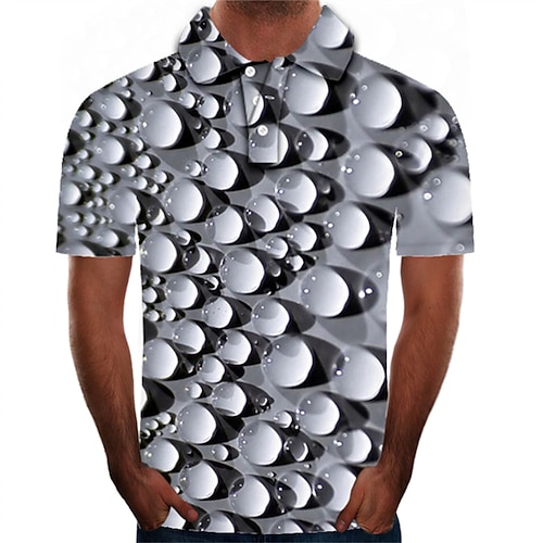 

Men's Collar Polo Shirt Golf Shirt Tennis Shirt Graphic 3D Collar Shirt Collar Gray Plus Size Daily Going out Short Sleeve Clothing Apparel Streetwear Exaggerated / Slim