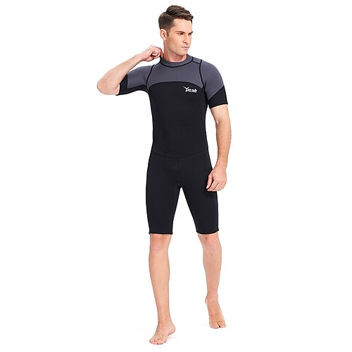 

YON SUB Men's Shorty Wetsuit 3mm SCR Neoprene Diving Suit Thermal Warm Quick Dry Stretchy Short Sleeve Back Zip - Swimming Diving Surfing Scuba Patchwork Autumn / Fall Spring Summer