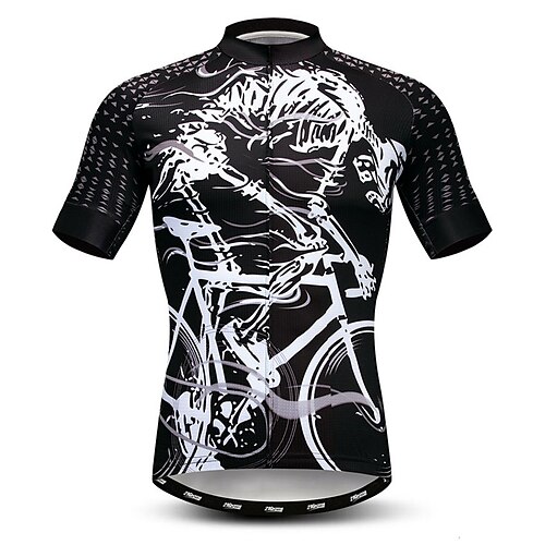

21Grams Men's Cycling Jersey Short Sleeve Bike Jersey Top with 3 Rear Pockets Mountain Bike MTB Road Bike Cycling Breathable Quick Dry Moisture Wicking Front Zipper Black White Sugar Skull Skeleton