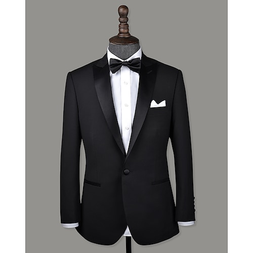 

Custom Tuxedos Wedding Special Occasion Event Party Shawl Collar Black Peak Lapel Wool