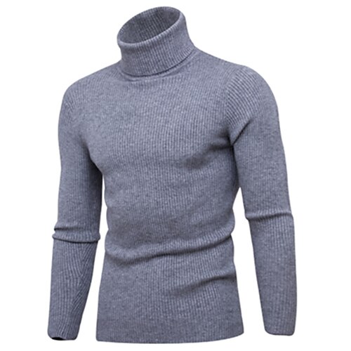 

Men's Sweater Pullover Sweater Jumper Turtleneck Sweater Knit Striped Turtleneck Clothing Apparel Winter Fall Black Beige S M L