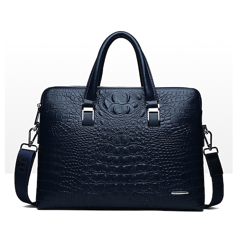 

Men's Handbags Shoulder Messenger Bag Laptop Bag Briefcase PU Leather Belt Zipper Crocodile Date Outdoor Blue Black / Top Handle Bag