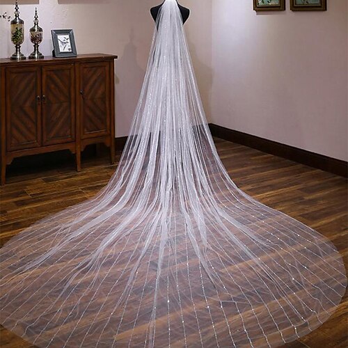 

One-tier Classic Style / Lace Wedding Veil Cathedral Veils with Solid / Pattern POLY / Lace