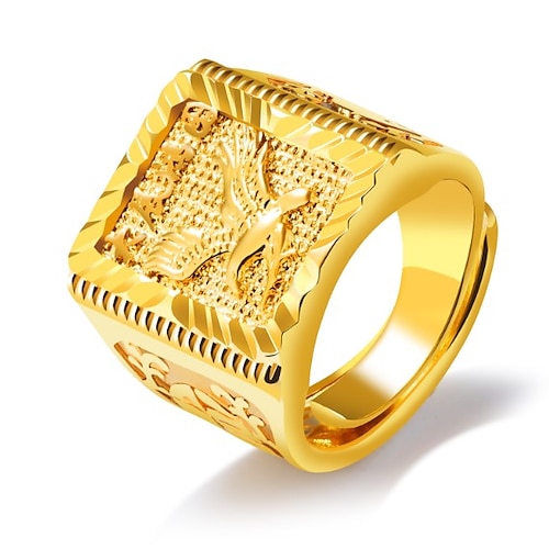 

Band Ring Signet Ring For Men's Daily Evening Party 18K Gold Plated Stylish Engraved Eagle
