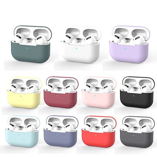

Case Cover Compatible with AirPods Pro Shockproof Solid Color Silicone Headphone Case