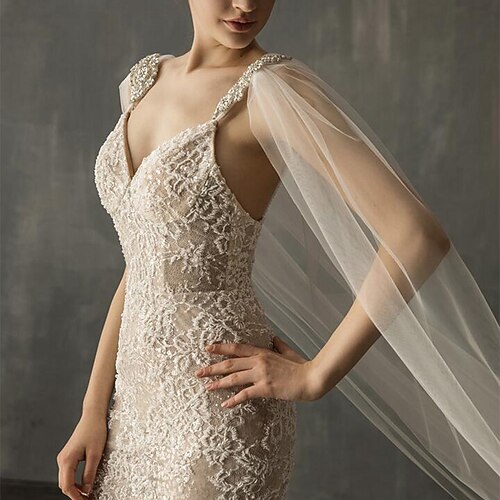 

One-tier Classic Style / Lace Wedding Veil Cathedral Veils with Solid POLY / Lace