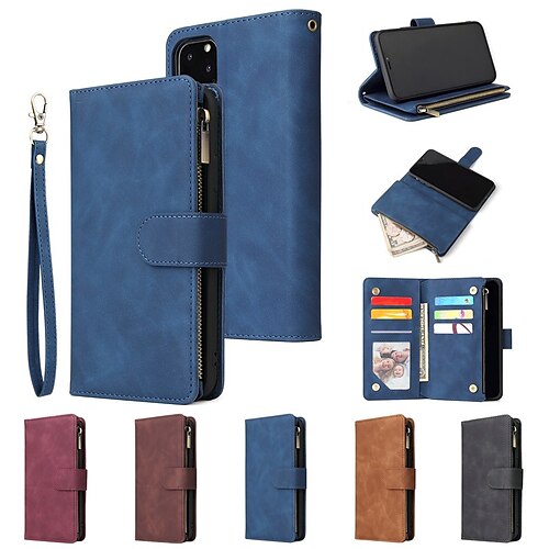 

telefon Etui Til Apple Lommebok-kortveske iPhone 14 Pro Max 14 Plus 13 12 11 Pro Max X XR XS Lommebok Kortholder Flipp Ensfarget TPU PU lær