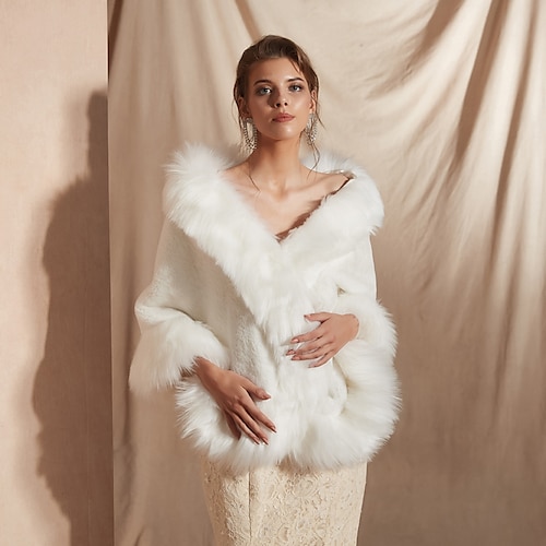 

Sleeveless Capes Faux Fur Wedding Women's Wrap With Solid