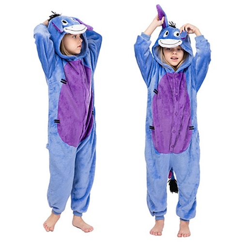 

Kid's Cosplay Costume Kigurumi Pajamas Donkey Riding A Donkey Animal Onesie Pajamas Flannel Toison Cosplay For Boys and Girls Christmas Animal Sleepwear Cartoon Festival / Holiday Costumes