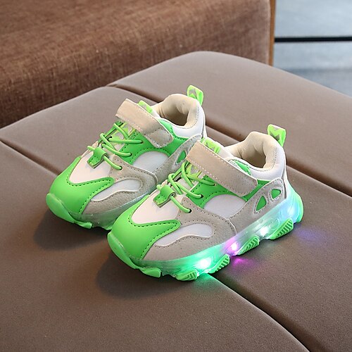 

Boys' Sneakers LED Comfort LED Shoes Suede PU LED Shoes Little Kids(4-7ys) Daily Party Evening Buckle Split Joint LED Black Orange Green Fall Spring