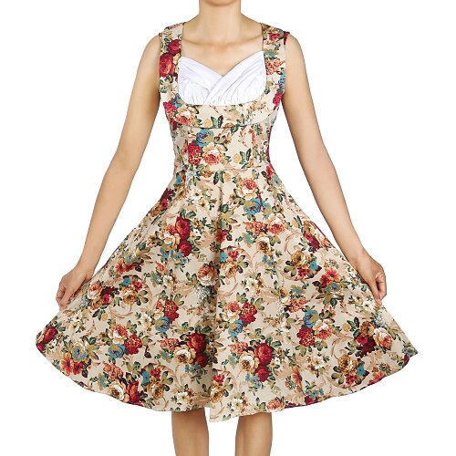 Pentru femei Mărime Plus Size Ieșire Vintage Șic Stradă Bumbac Linie A Rochie Floral In Formă de Inimă Lungime Genunchi