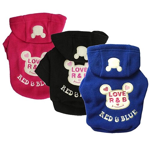 

Dog Hoodie Winter Dog Clothes Black Fuchsia Blue Costume Polar Fleece Embroidered Cosplay XS S M L