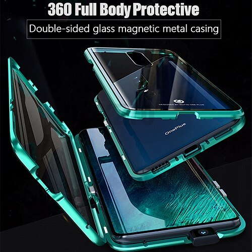 

Magnetic Double Sided Case with Screen Protector For Oneplus 9 Pro 8 T Pro 7T Pro 7 Pro Nord Magnetic Full Body Cases Solid Colored Tempered Glass Metal